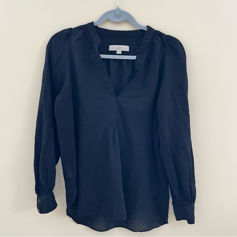 LOFT Black Long Sleeve Blouse